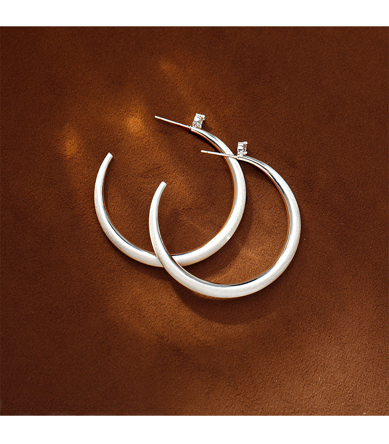Hyacinth large brushed silver pigment ring earrings, a new bestseller in 2025, exude a sense of high-end, light luxury, grand and unique beauty pic 6