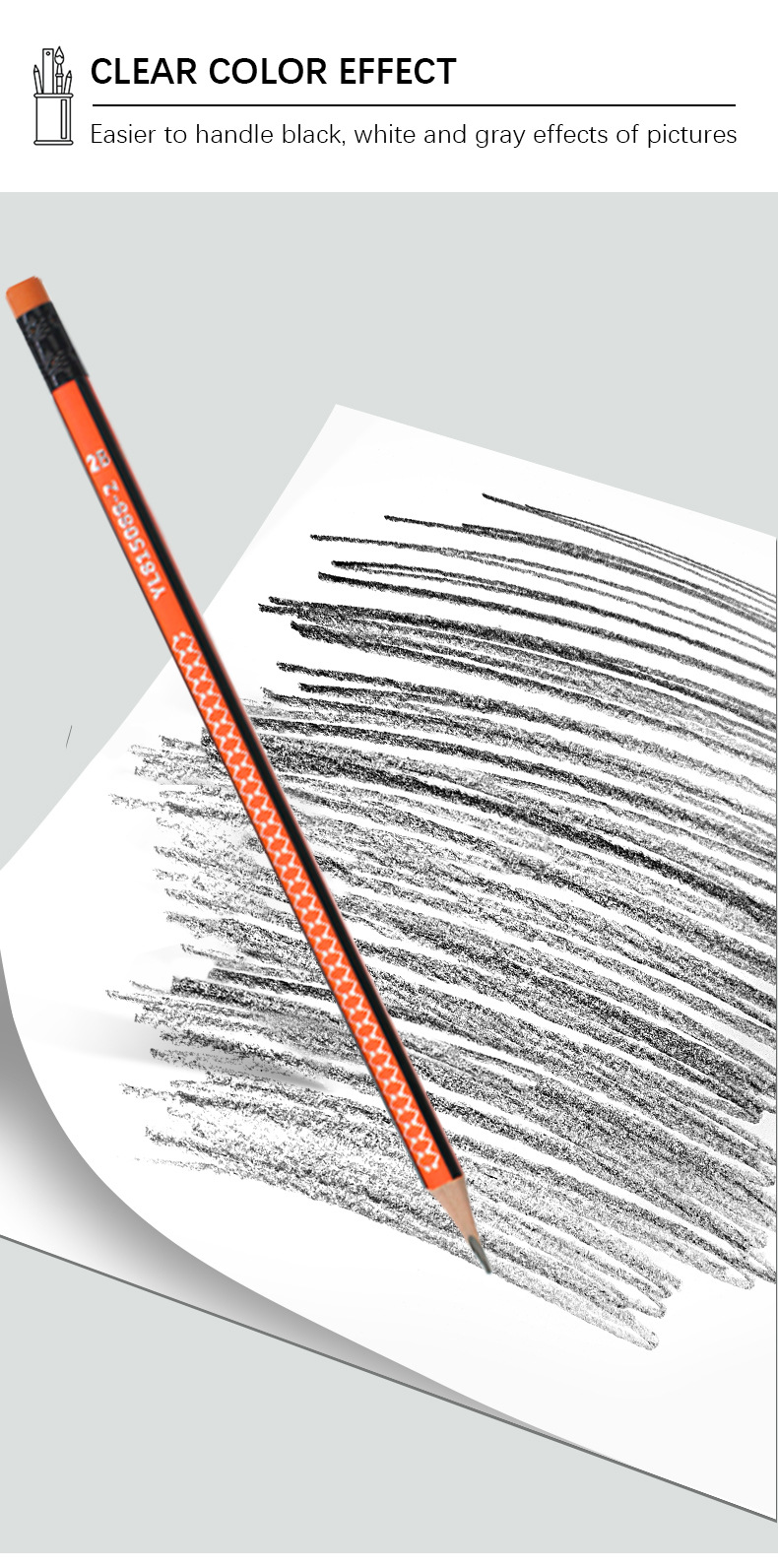 YL815088-2 High-quality pencil set of 12 pieces, soft poplar wood triangular rod HB pencils with eraser text pic 2