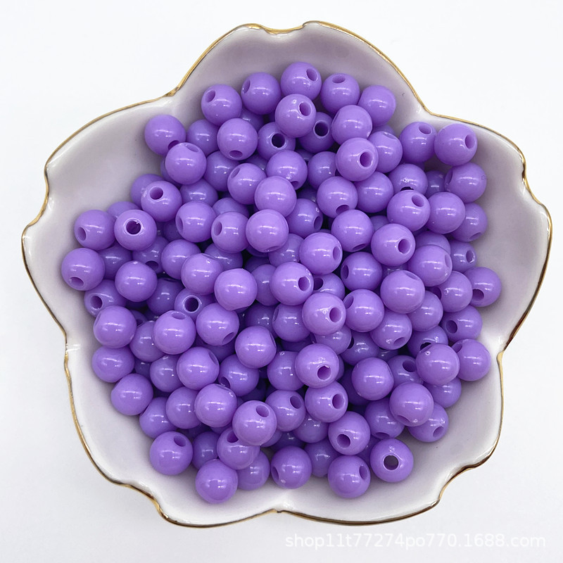 4/6/8mm亚克力直孔实色圆珠 diy手工串珠材料 光面珠子手机链散珠详情15
