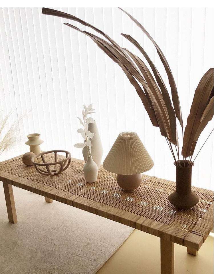 ins实木藤编长凳白蜡木换鞋凳真藤凳子板凳长茶几真藤民宿床尾凳详情5