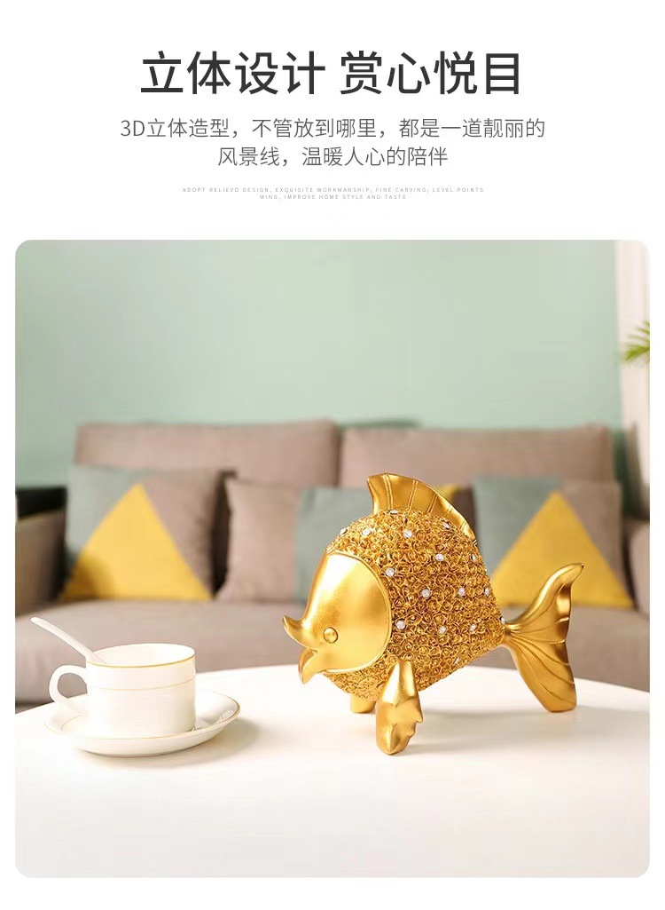 Every year, there are fish-bringing wealth ornaments. The light luxury entrance hall, living room, TV cabinet, wine cabinet, and office desk decorations are all exquisitely handcrafted pic 5