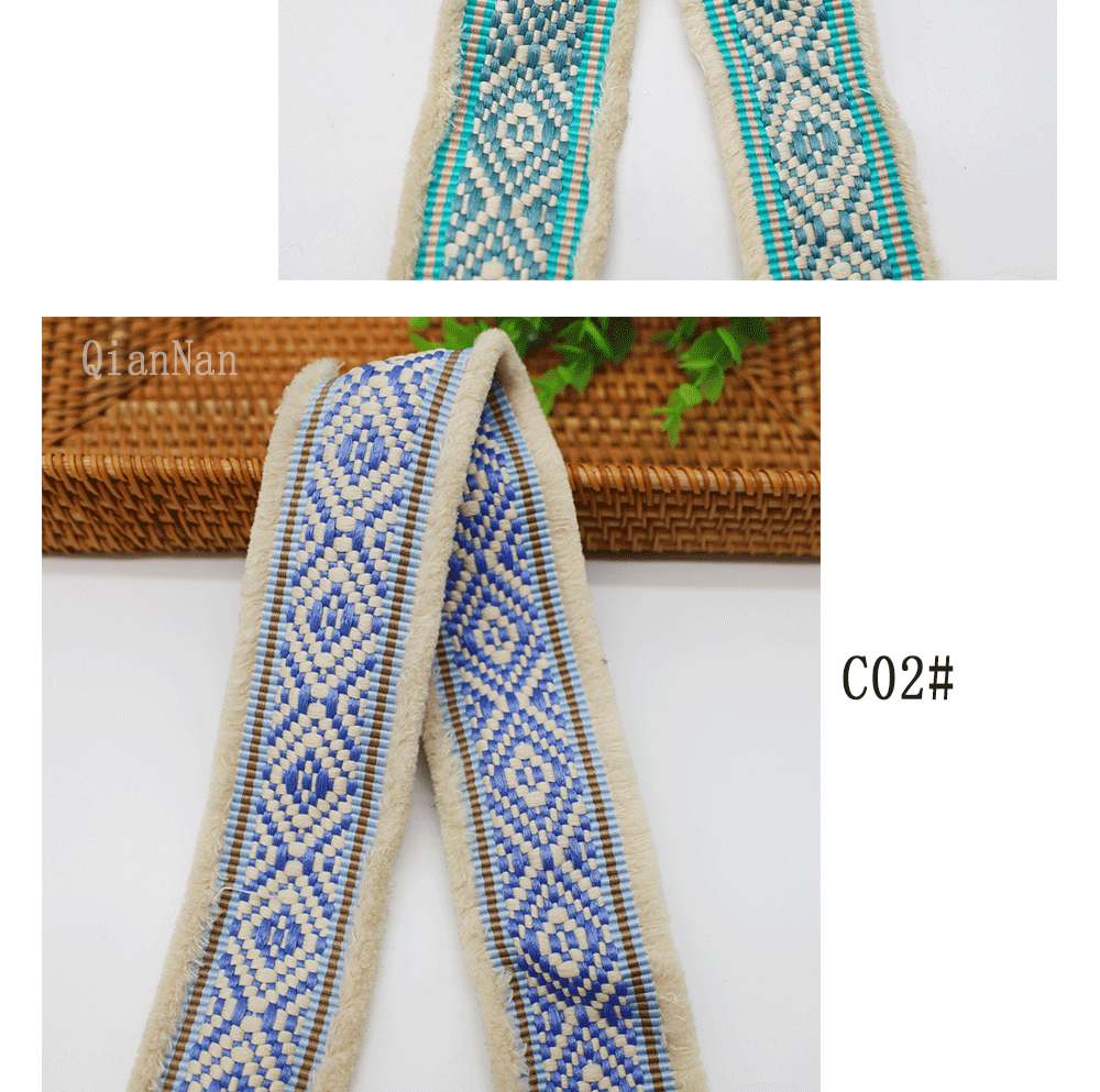 Factory direct supply of 60mm wide fringed tassel ethnic style jacquard webbing for luggage straps, clothing, shoes and hats, and decorative accessories pic 17