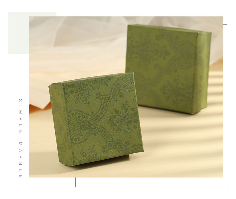 Ancient-style jewelry box, top and bottom cover ring box, classic packaging box, stud necklace box, enamel green jewelry box, gift bag pic 11