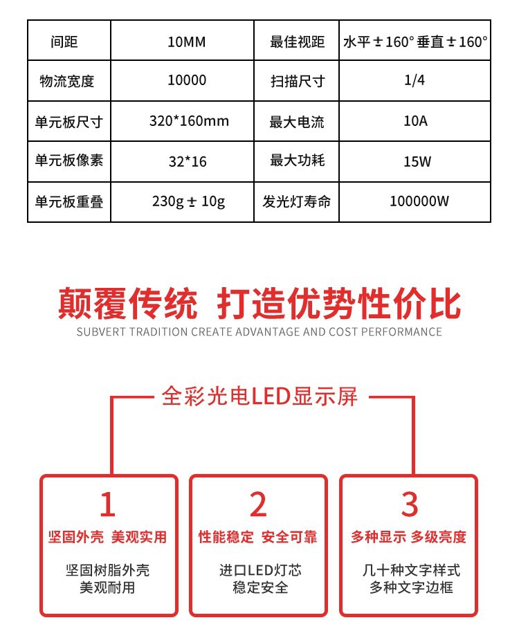 led显示屏广告牌高清室内红色屏户外防雨滚动门头走字彩色电子屏详情4
