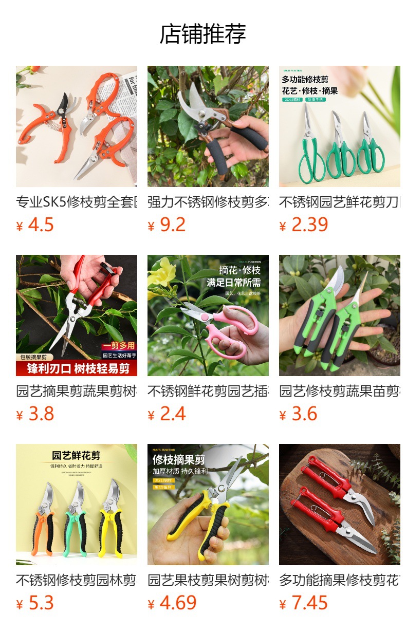 园林花剪园艺剪刀修枝摘果剪强力剪子不锈钢修枝剪多功能园林工具详情1