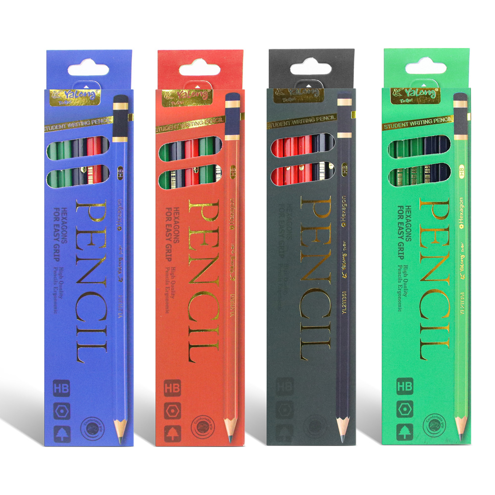 Yalong Classic Design HB Pencil 12-piece set, hexagonal, acceptable LOGO design pic 1