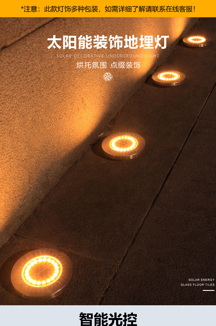 Solar-powered ground lamp with 8LED stainless steel, new outdoor plug-in grass lamp, courtyard garden rainproof villa ground lamp pic 1