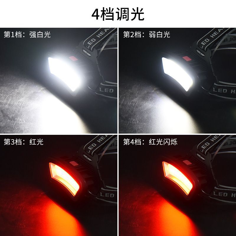 强光多功能COB头灯大泛围光源高亮LED红白光户外露营充电工作头灯详情12