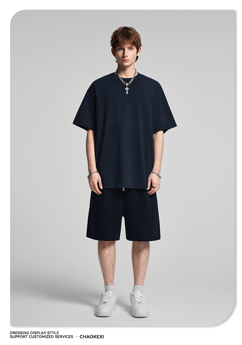 CKX2026夏季美式275g高品质潮牌纯棉t落肩纯色男潮青少年短袖T恤详情34