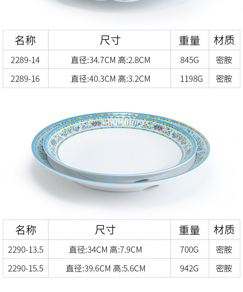 彷瓷圆形盘子创意酒店饭厅餐具密胺塑料碟子圆盘水果盘凉菜盘商用详情4
