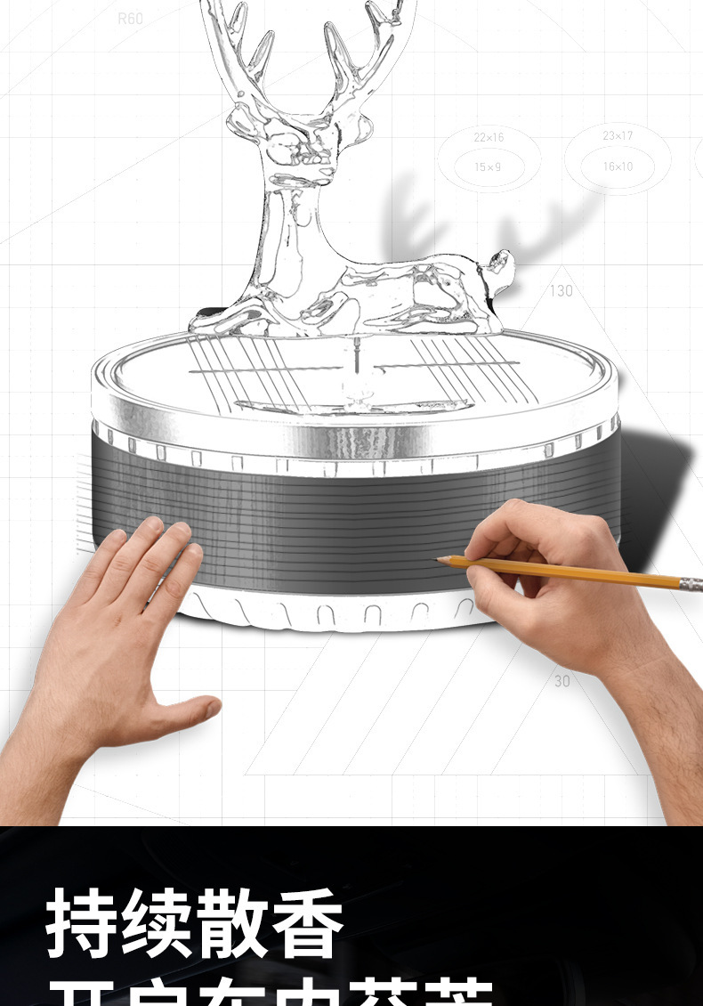 New car aroma diffuser, safe journey, creative deer car decoration, solar car perfume display on the center console pic 4