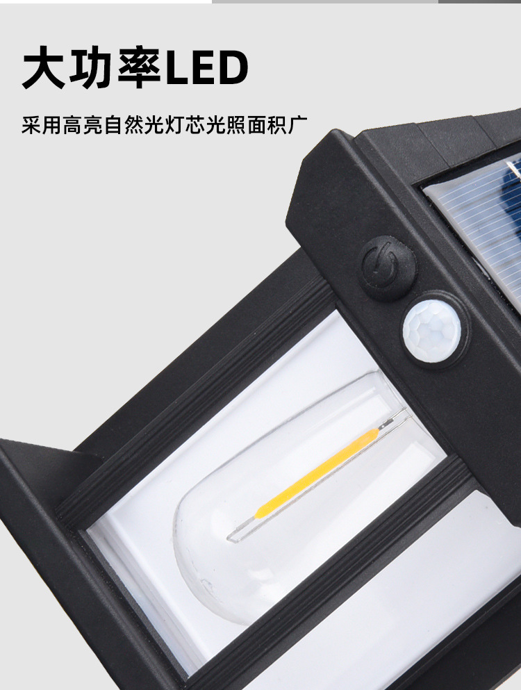 户外太阳能照明壁灯公园广场智能人体感应庭院灯家用阳台LED灯详情3