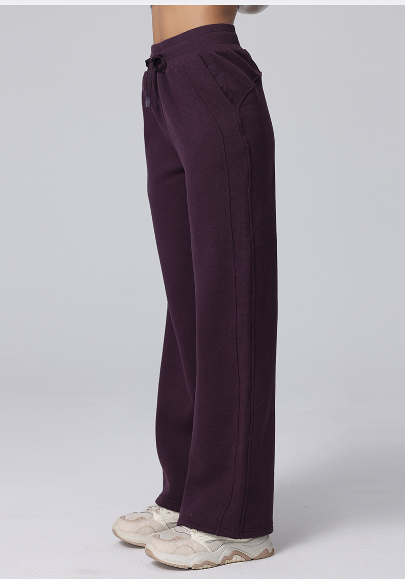 High-waisted yoga pants for autumn and winter, casual straight-leg wide-leg pants, Scuba versatile for commuting, running with fleece sweatpants for women pic 15