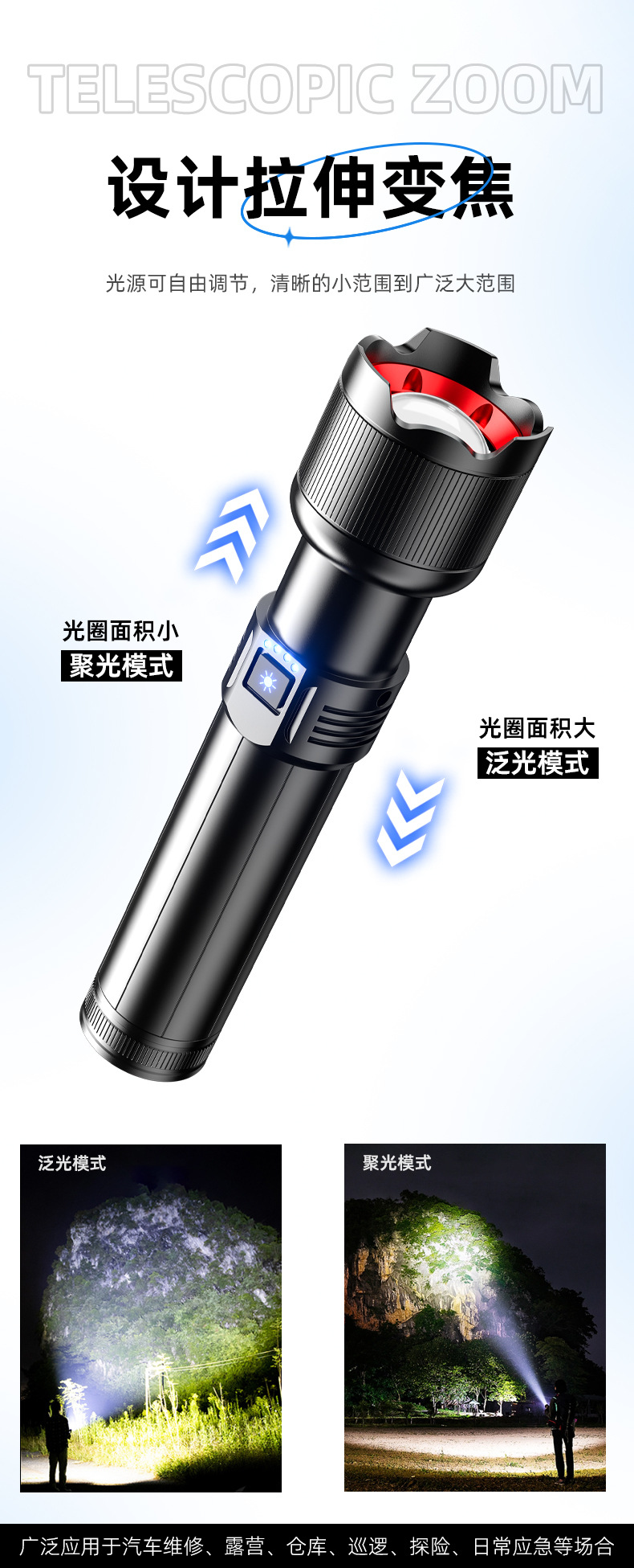 Cross-border high-power high-intensity flashlight, long-lasting high-lumen aluminum alloy laser cannon, camping long-range lighting fixture pic 6