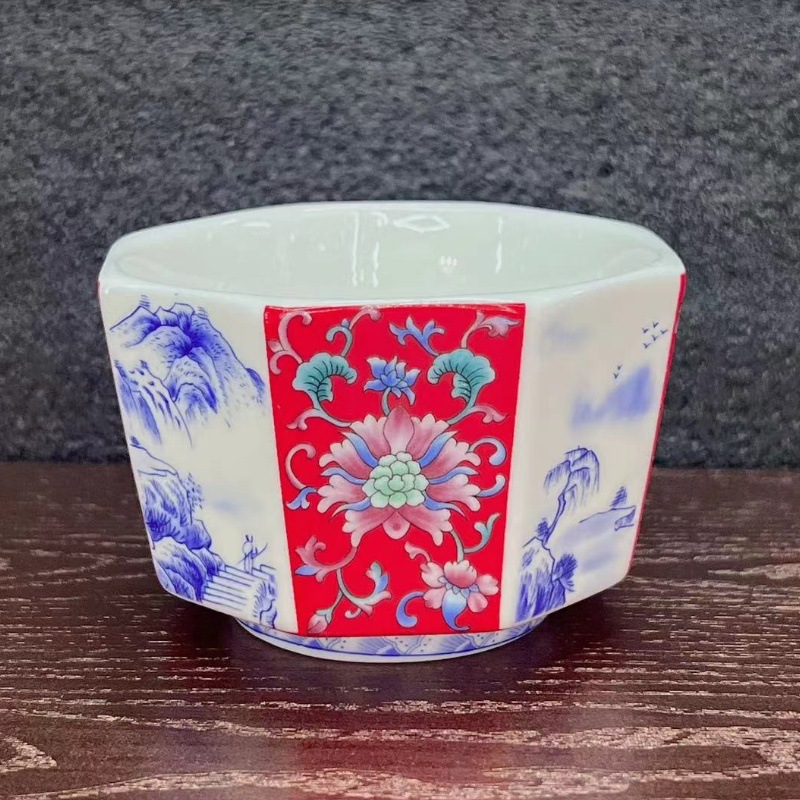 珐琅彩主人杯复古茶盏八角杯茶杯主人杯个人专用品茗杯陶瓷茶杯详情5