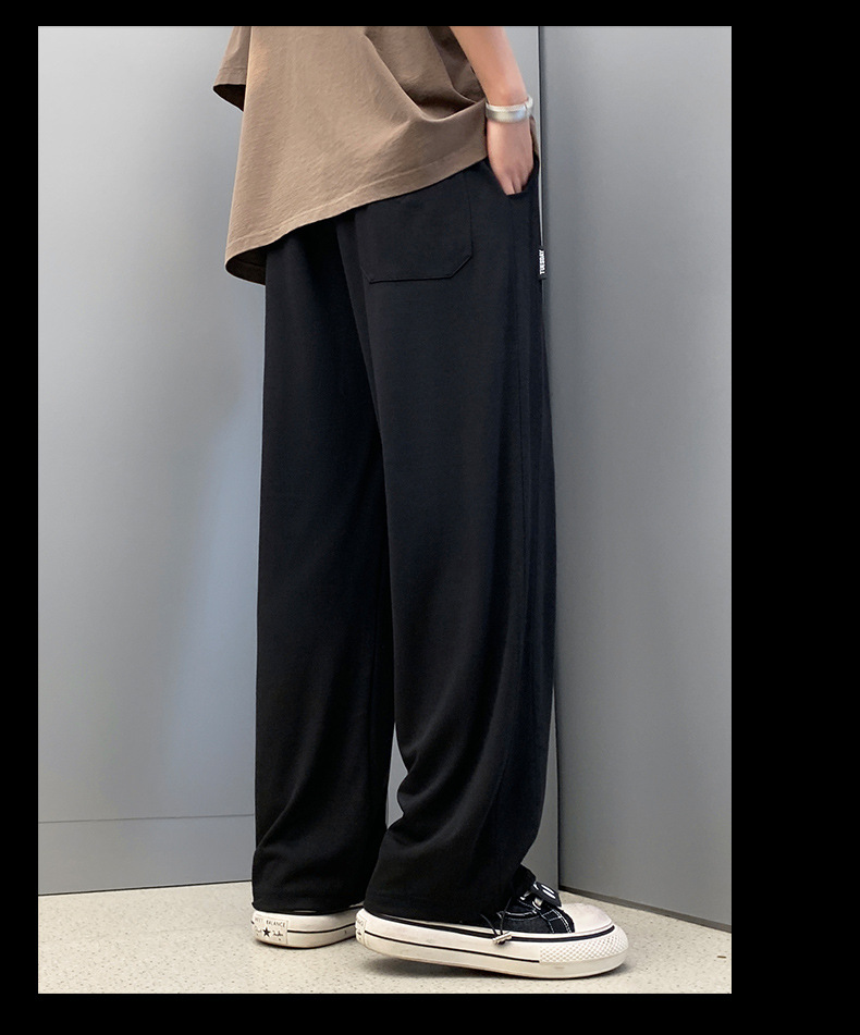 铜氨丝裤子男新款夏季冰丝垂感休闲裤宽松抽绳运动裤男士直筒长裤详情21