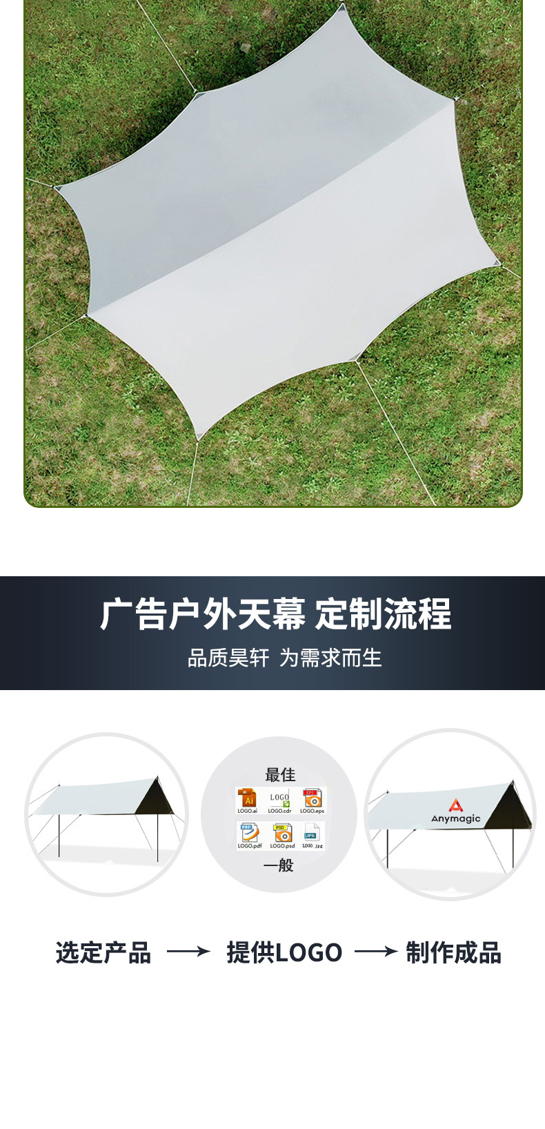 防晒黑胶天幕户外露营涂银幕布遮阳防雨帐篷野营用品防紫外线详情8