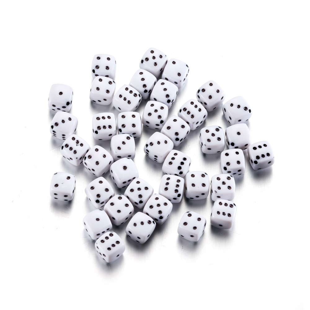 diy饰品配件手工穿绳珠亚克力骰子珠子透明彩色珠子黑白珠批发详情11