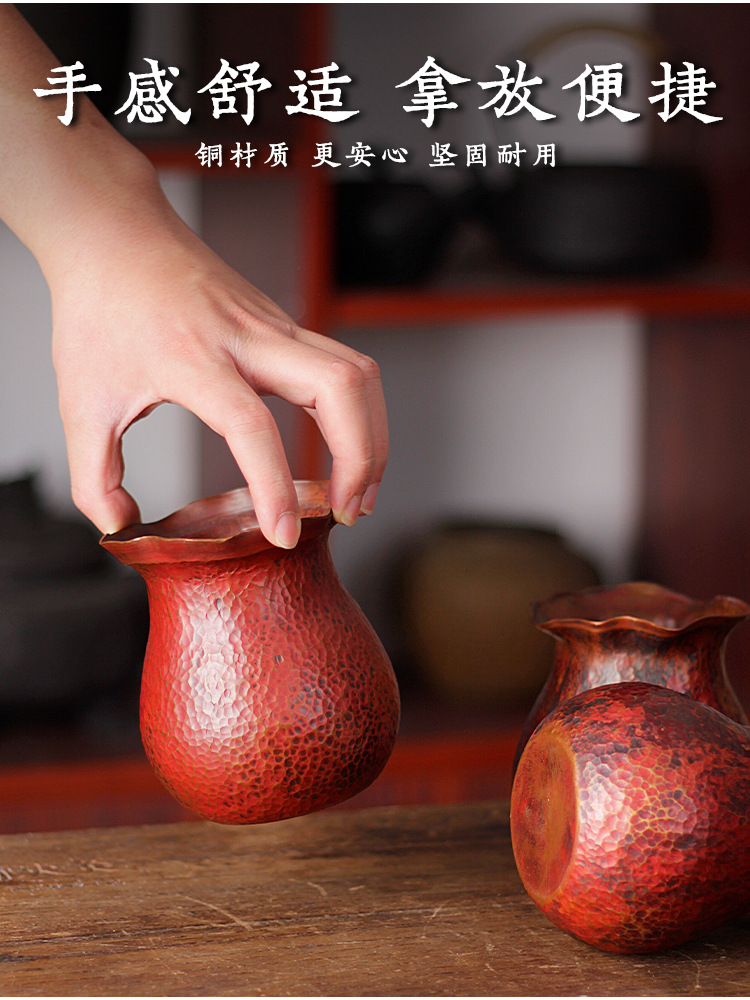 纯铜手工水盂笔洗茶洗刻花日式水盂笔洗茶渣桶加厚建水茶道零配件详情6