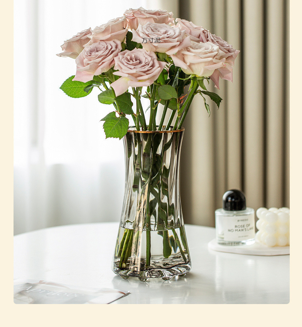 简约轻奢加厚ins风透明玻璃花瓶水养富贵竹鲜花插花客厅摆件批发详情5