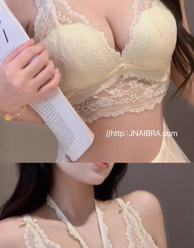 龙心蕾丝挂脖内衣女小胸聚拢纯欲法式性感叠穿吊带内搭胸衣文胸罩详情22