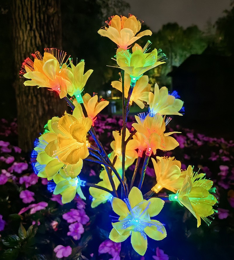 Solar LED camellia branch ground insertion light, outdoor waterproof optical fiber peach blossom decorative lawn atmosphere landscape light pic 9