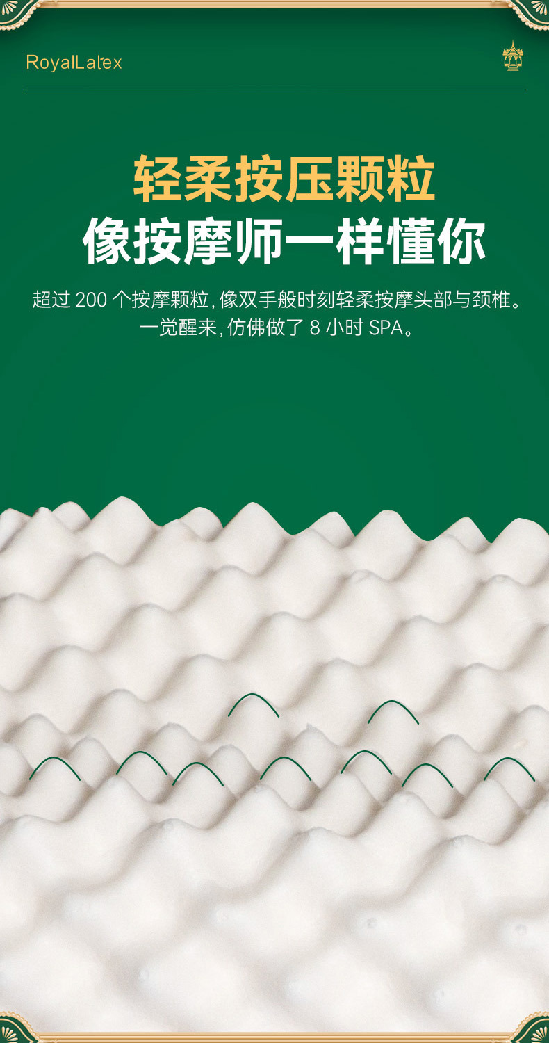皇家Royal泰国乳胶枕成人款颈椎枕会销礼品枕芯天然乳胶枕头详情8