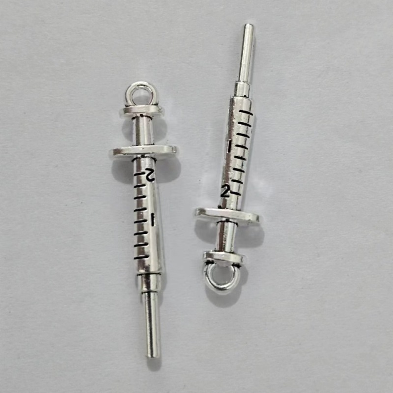 DIY饰品配件 锌合金 医疗设备用品 针筒 吊坠 钥匙扣挂件 批发详情2