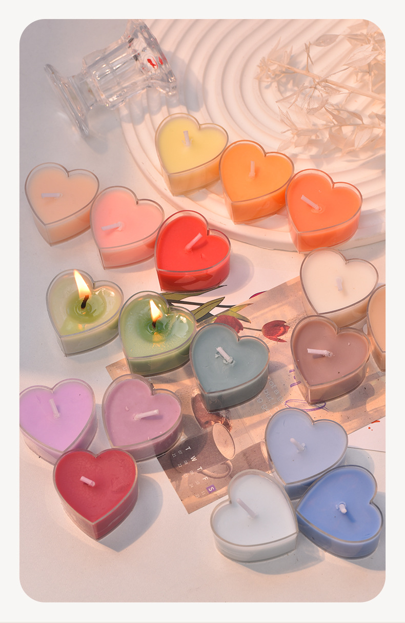 Wholesale heart-shaped candles, plant wax scented candles, birthday and proposal romance, heated for 4 hours, heart-shaped tea wax pic 9