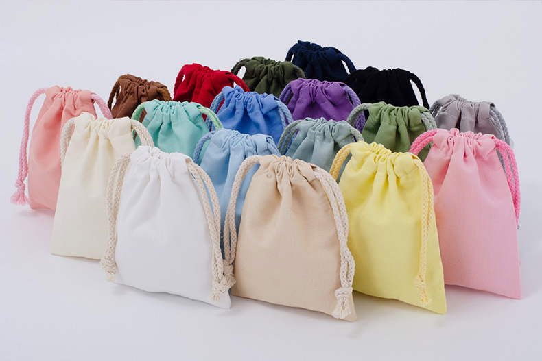Wholesale and in-stock white drawstring cotton drawstring bags, blank eco-friendly gift packaging, storage canvas drawstring bags pic 14