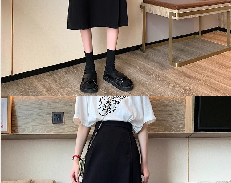 Suitable for pear-shaped figures, large-sized high-waisted long dress suits, slit A-line skirts, knee-length mid-length skirts for women in autumn pic 5