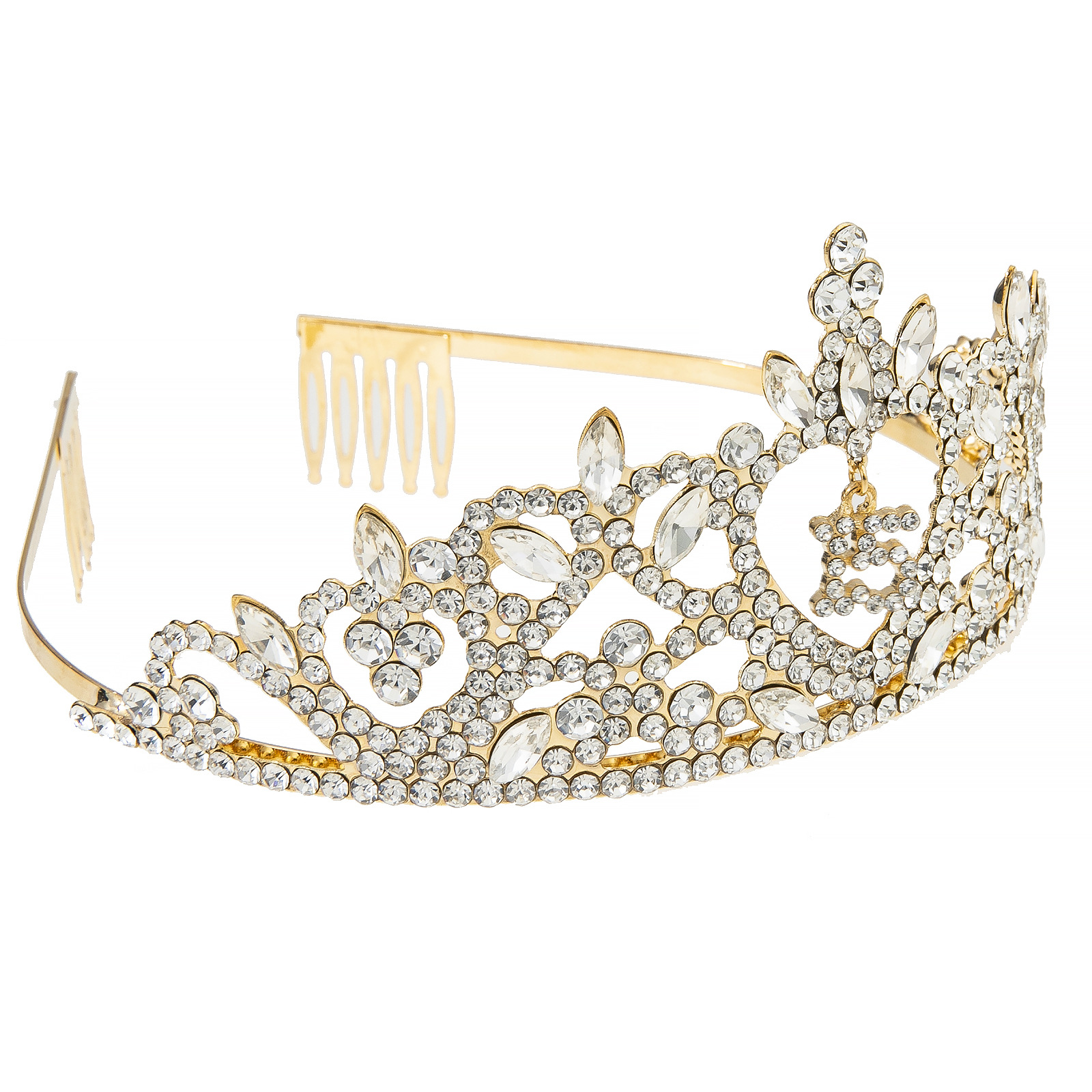 European and American cross-border design sense diamond-encrusted 15-16-year-old digital pendant water diamond crown birthday party headwear crown pic 13