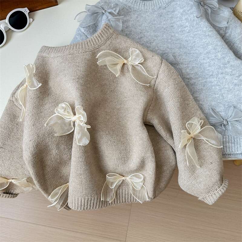 Estrella infantil redondo coreano suéter para niños primavera/otoño nuevo zoeong niña versión coreana moda niños arco jersey pic 18