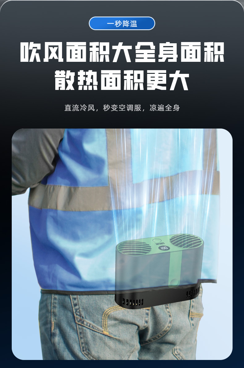 挂腰风扇户外工地随身便携式智能大风力充电款大风电风扇空调电扇详情5