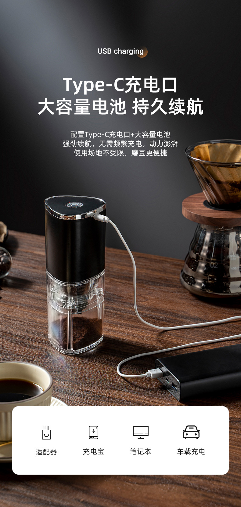 跨境电动咖啡机咖啡豆研磨机磨粉机家用专业定量意式电动磨豆机详情16