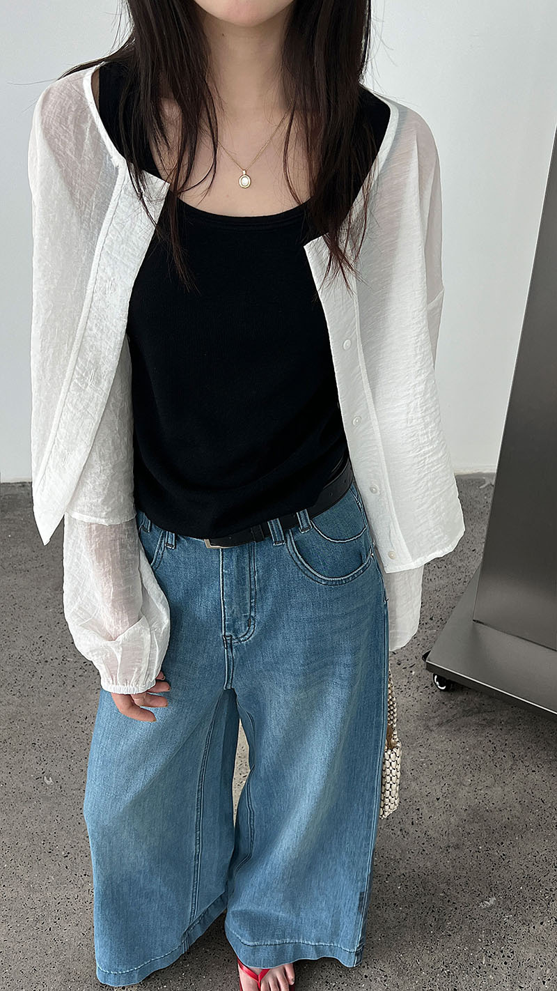 Luxi American 9-inch slightly flared jeans for women, 2025 Summer New style casual loose wide-leg pants with a drape, 68326 pic 24