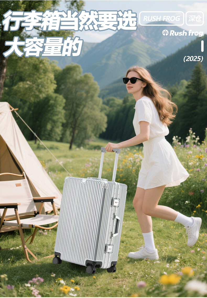 20-inch swivel wheel carry-on suitcase, 2025 new aluminum frame suitcase, TSA password lock, suitcase with handle pic 2