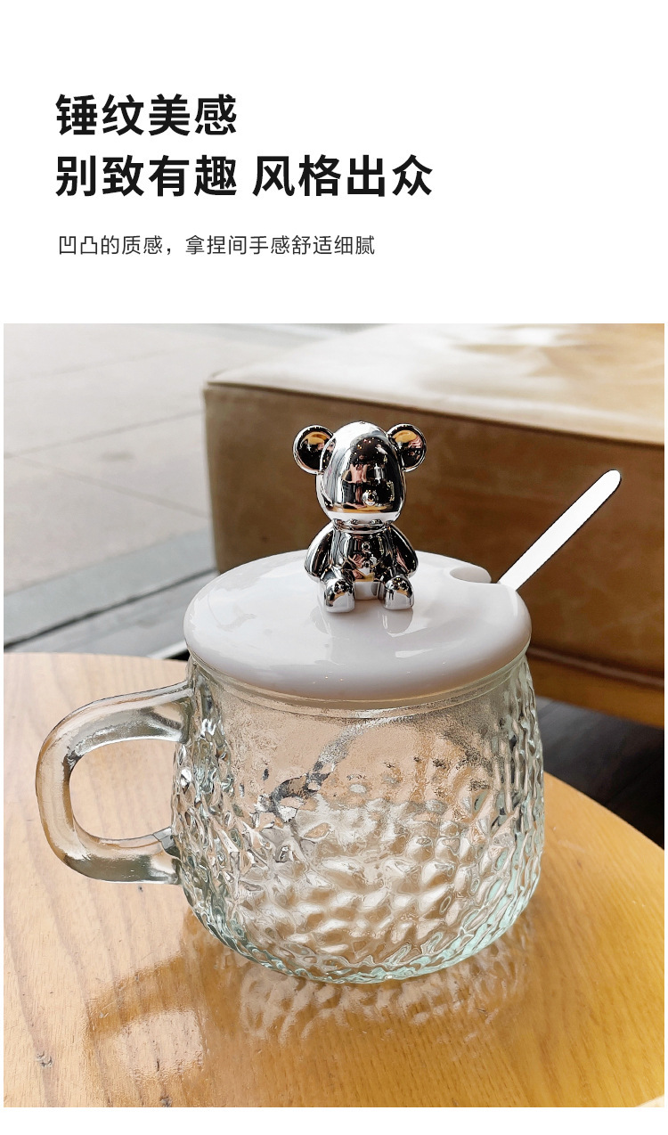 包邮ins风可爱耐热玻璃水杯女生高颜值马克杯带盖勺咖啡早餐杯子详情7