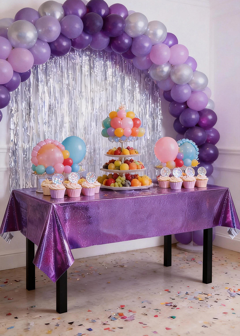 Transfronterizo desechable color fantasma cortina de cristal cortina decorativa de cumpleaños paño de mesa de plástico impermeable cortina de mesa de arreglo de vacaciones pic 2