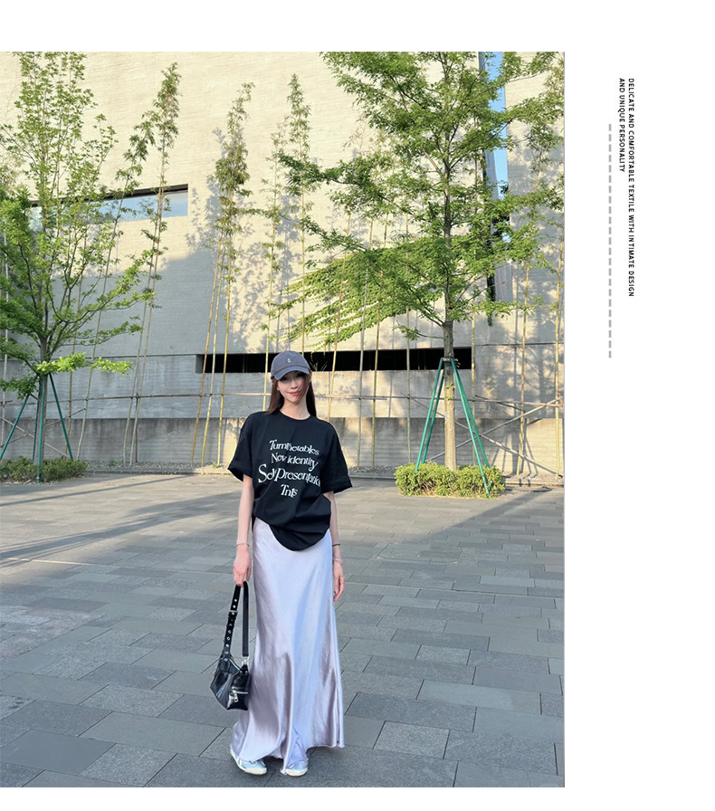 Purple high-end acetate satin half skirt for women, autumn flowing and flowing long dress, slimming A-line fishtail skirt pic 13