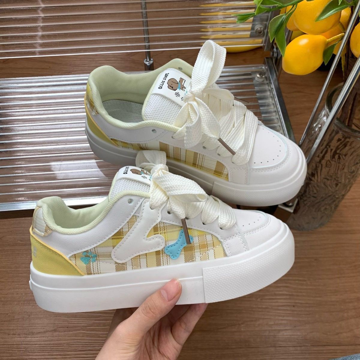 蝴蝶结小众韩版可爱小白鞋女2025春秋新款ins潮情侣款运动面包鞋详情5