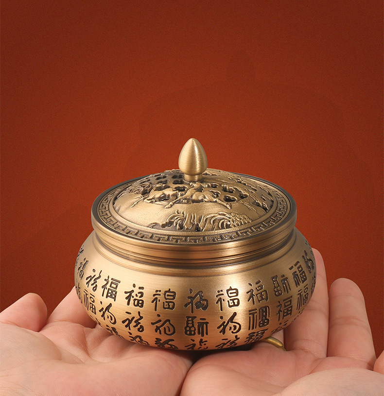 黄铜檀香炉盘家用室内檀香茶道创意装饰供品摆件熏香炉办公室用品详情2