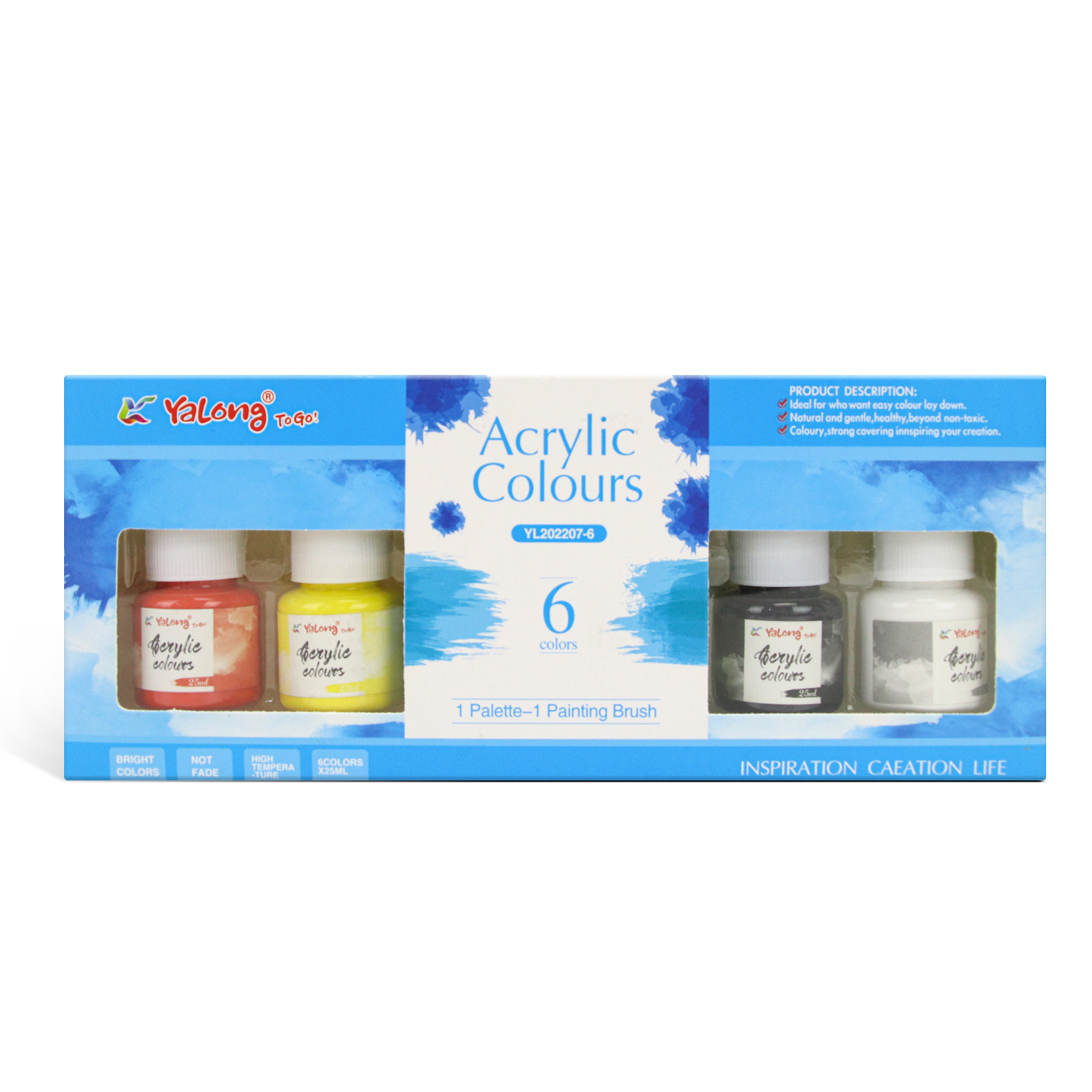 Yalong Cross-border Student Wholesale Art supplies 6-color acrylic color non-toxic waterproof painting Acrylic painting pic 1