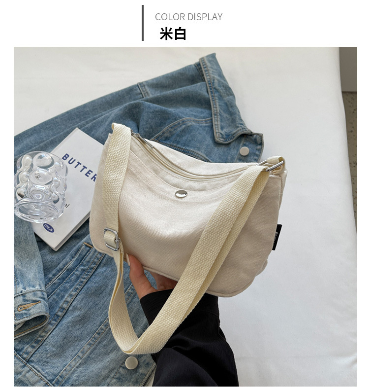 跨境日系帆布小挎包手机包2024新款简约纯色休闲单肩斜挎包小布包详情10