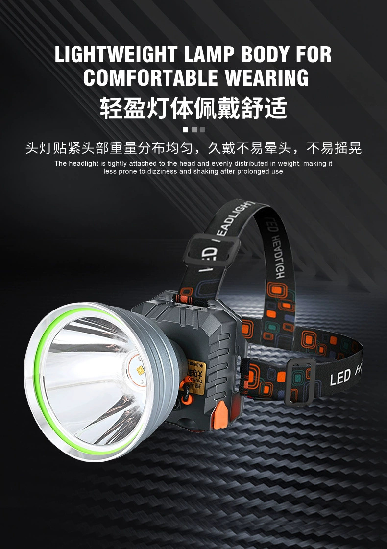 超亮耀火LED头灯 挥手感应全铝头钓鱼灯激光炮强光手电筒工厂批发详情3