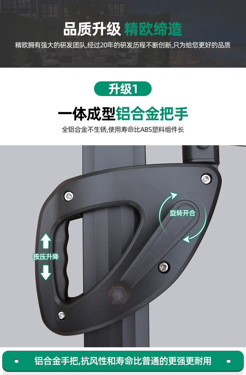 现货黑金钢遮阳伞户外四角伞室外阳篷防风太阳能LED圆形罗马伞详情7