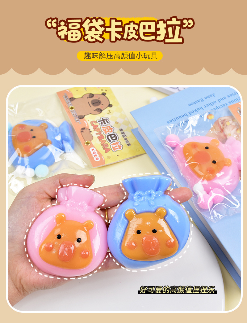 抖音爆款卡皮巴拉福袋捏捏乐呆萌豚鼠表情TPR儿童玩具水豚捏捏乐详情5