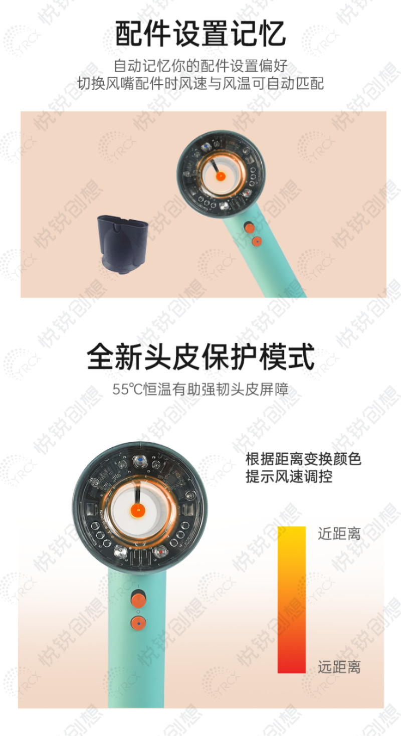 Huaqiangbei high-speed hair dryer, Mosen HD16 smart hair dryer, constant temperature hair care, high-speed constant temperature negative ion quick drying pic 3