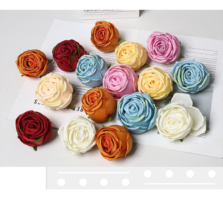 高级感皇妃玫瑰花头DIY花墙花瀑布手工花朵婚庆假花人造花环批发详情6