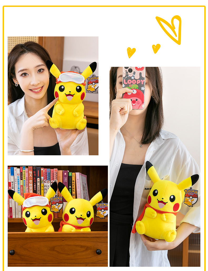 Authentic ski series Pikachu plush toys, Pokemon Pikachu elf dolls, as a gift for children pic 14